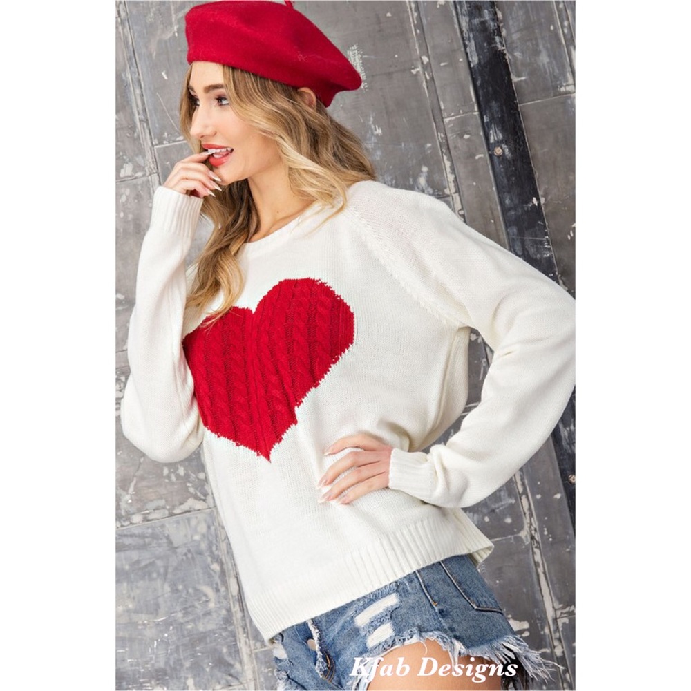 ❤️LAST! Cable Knit Heart Contrast Soft Sweater! - Picture 10 of 13